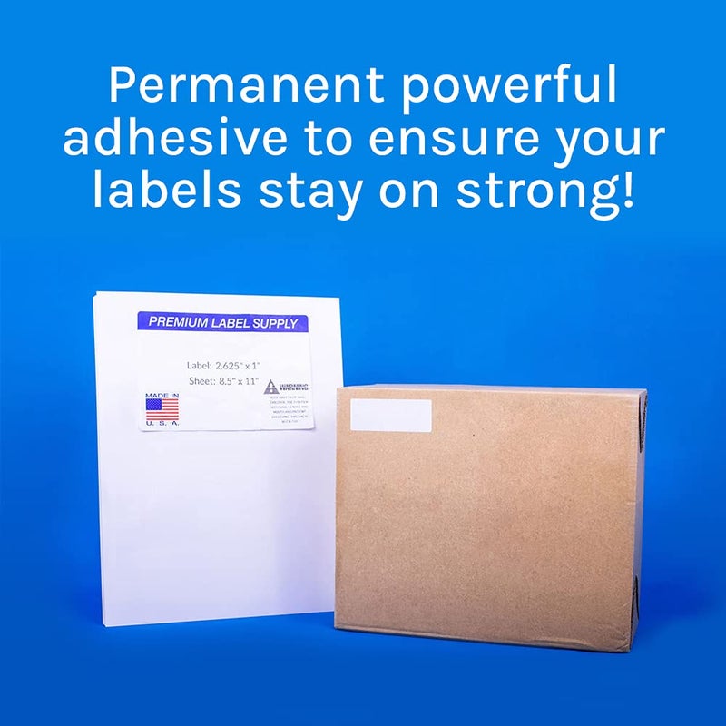 Premium Label Supply White Address Sticker Labels - 2.625"" x 1"" - Laser/Inkjet Compatible - (30 per Sheet), 25 Sheets - 750 Total Adhesive FBA Labels - Image 4